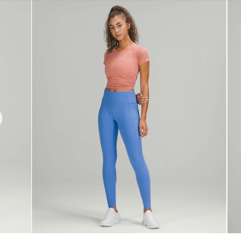 Lululemon Fast and Free Brushed Fabric High-Rise Tight 28"- Blue Nile